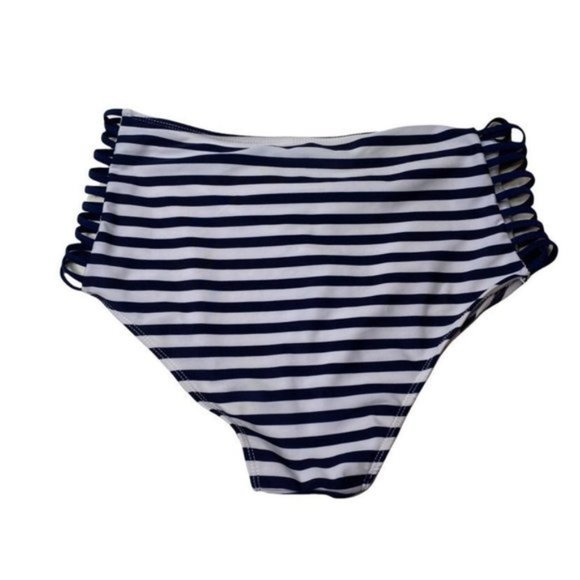 Unbranded Navy Blue and White Striped Bikini Bottoms - Picture 2 of 4